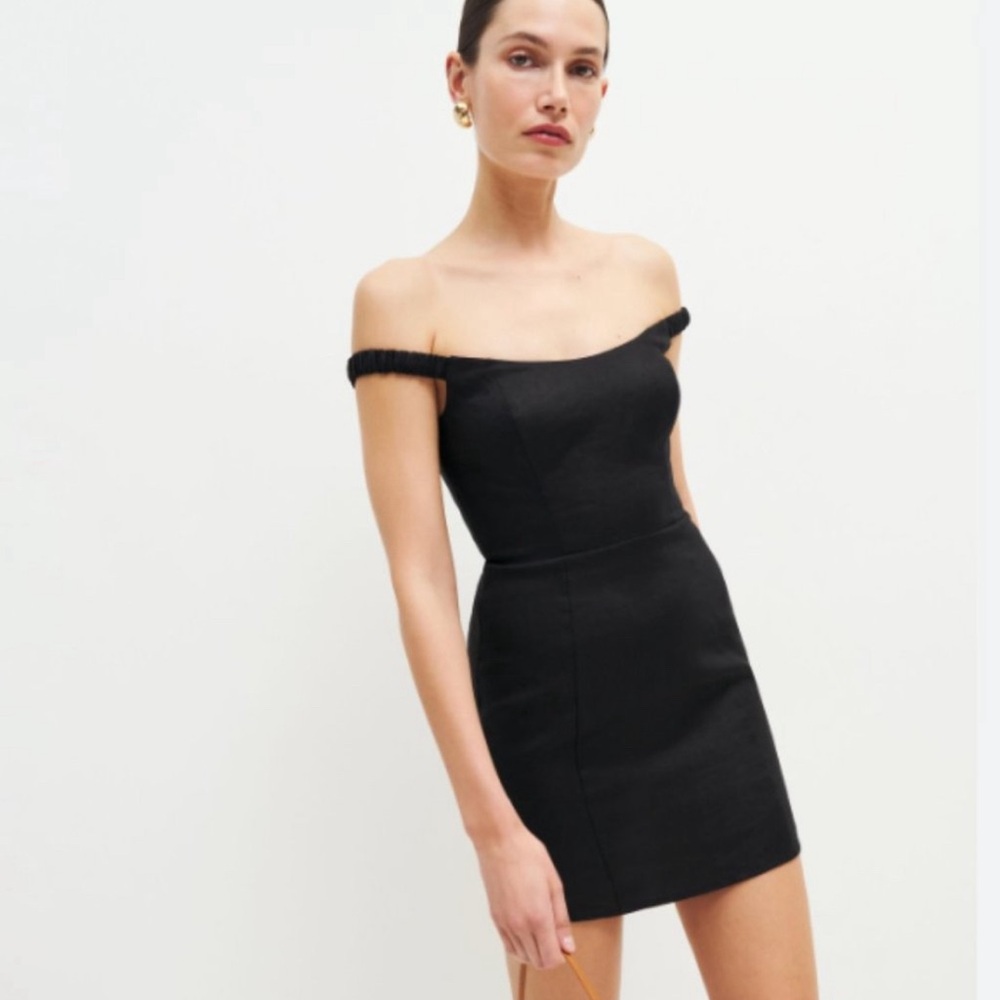 Reformation black Sawyer Linen Dress
